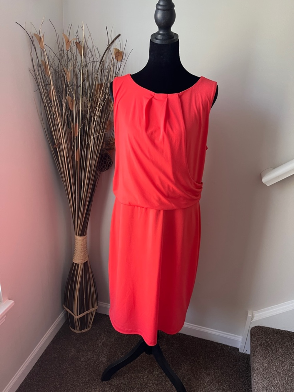 Relativity Coral-Pink Sleeveless Midi Dress